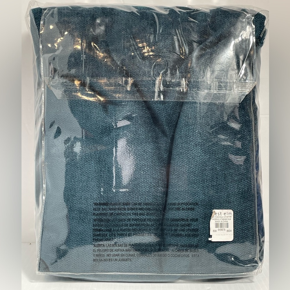 West Elm Worn Velvet Curtain Light Filtering Curtain in Regal Blue 48x96 - Picture 5 of 6